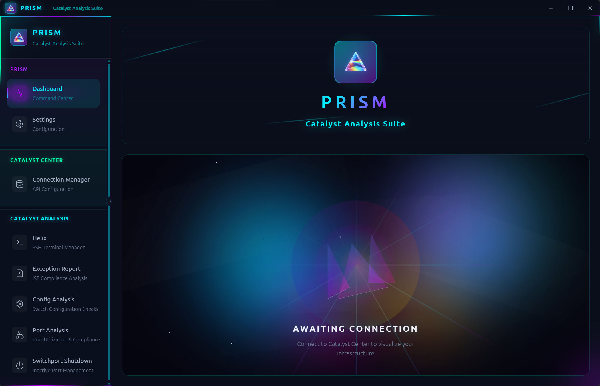 PRISM main dashboard