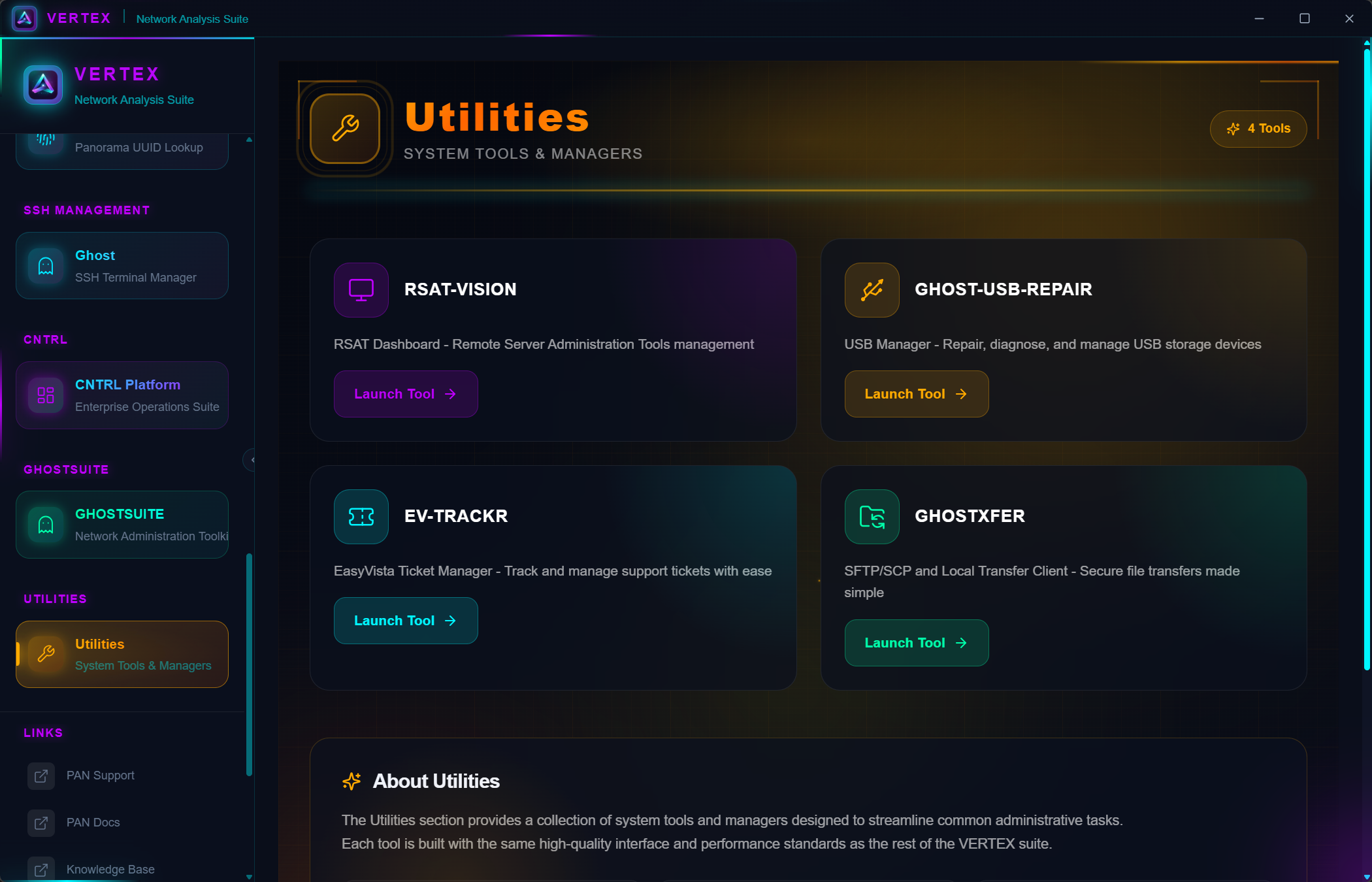VERTEX interface overview